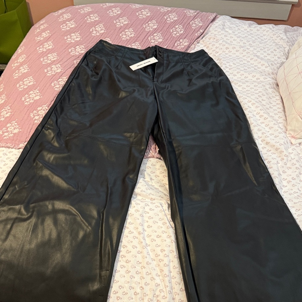 DKNY Black Faux Leather Jeans